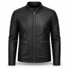 Men's Matte Black Lightweight Racer Leather Jacket, Plain Portuguese Cut