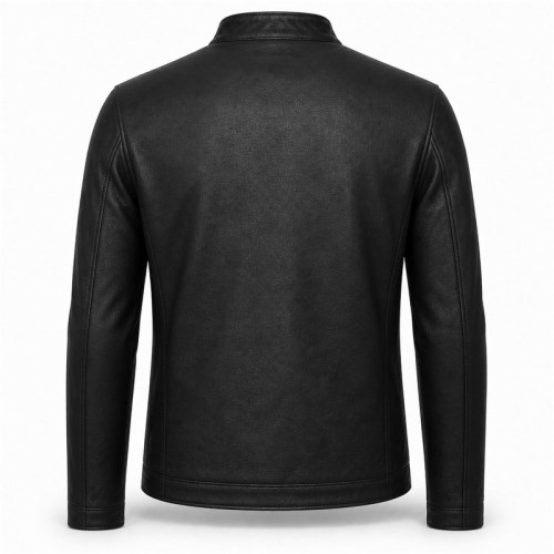 Men's Matte Black Lightweight Racer Leather Jacket, Plain Portuguese Cut