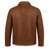 Men's Tobacco Brown Urban Casual Leather Jacket, Plain Portuguese Cut