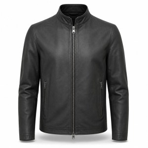 Men's Matte Black Lightweight Racer Leather Jacket, Plain Greek Cut