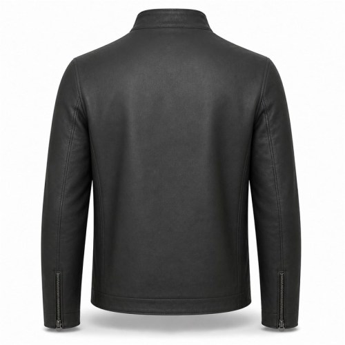 Men's Matte Black Lightweight Racer Leather Jacket, Plain Greek Cut