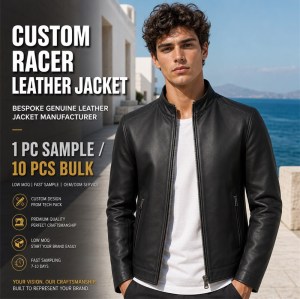 Men's Matte Black Lightweight Racer Leather Jacket, Plain Greek Cut