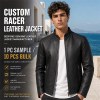 Men's Matte Black Lightweight Racer Leather Jacket, Plain Greek Cut