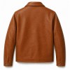 Men's Cognac Brown Tumbled Leather Jacket, Plain Greek Leisure Cut