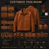 Men's Cognac Brown Tumbled Leather Jacket, Plain Greek Leisure Cut