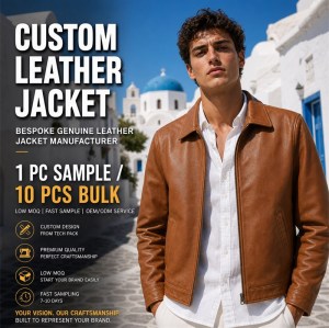 Men's Cognac Brown Tumbled Leather Jacket, Plain Greek Leisure Cut
