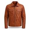 Men's Sunset Terracotta Urban Coastal Leather Jacket, Greek Cut
