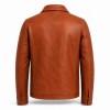 Men's Sunset Terracotta Urban Coastal Leather Jacket, Greek Cut