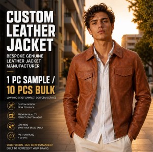 Men's Sunset Terracotta Urban Coastal Leather Jacket, Greek Cut