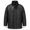 Men's Matte Charcoal Black Windproof Leather Jacket, Icelandic Cut