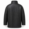 Men's Matte Charcoal Black Windproof Leather Jacket, Icelandic Cut
