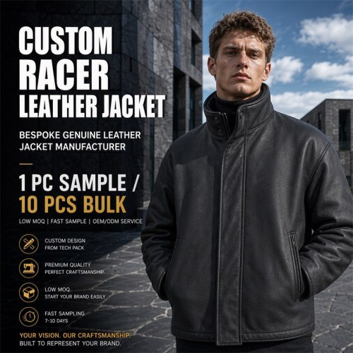 Men's Matte Charcoal Black Windproof Leather Jacket, Icelandic Cut