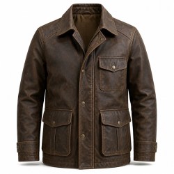 Men's Volcano Brown Polar Outdoor Leather Jacket, Icelandic Cut