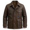 Men's Volcano Brown Polar Outdoor Leather Jacket, Icelandic Cut