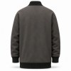 Men's Rock Grey Long Leather Bomber Jacket, Plain Icelandic Cut