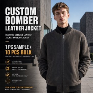 Men's Rock Grey Long Leather Bomber Jacket, Plain Icelandic Cut