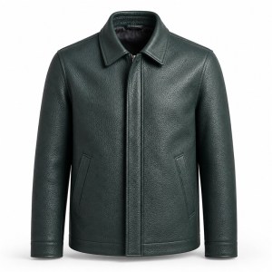 Men's Deep Sea Green Wind Resistant Leather Jacket, Icelandic Cut