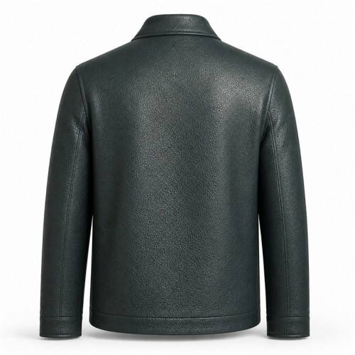 Men's Deep Sea Green Wind Resistant Leather Jacket, Icelandic Cut