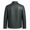 Men's Deep Sea Green Wind Resistant Leather Jacket, Icelandic Cut