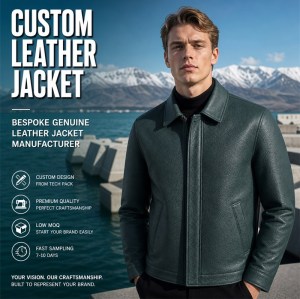 Men's Deep Sea Green Wind Resistant Leather Jacket, Icelandic Cut