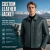 Men's Deep Sea Green Wind Resistant Leather Jacket, Icelandic Cut