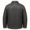 Men's Coal Grey Fisherman Workwear Leather Jacket, Icelandic Cut