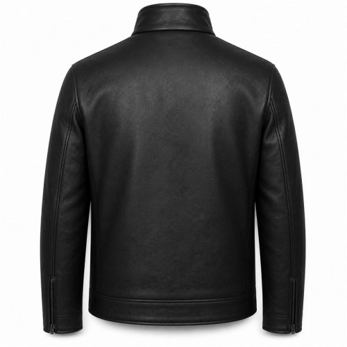 Men's Matte Black Urban Windproof Leather Jacket, Norwegian Cut