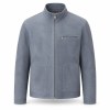 Men's Mist Grey Blue Ski Outdoor Leather Jacket, Norwegian Cut