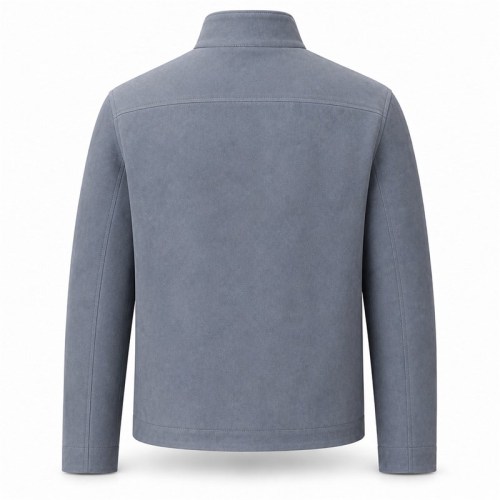 Men's Mist Grey Blue Ski Outdoor Leather Jacket, Norwegian Cut