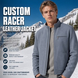 Men's Mist Grey Blue Ski Outdoor Leather Jacket, Norwegian Cut