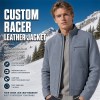 Men's Mist Grey Blue Ski Outdoor Leather Jacket, Norwegian Cut