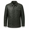 Men's Forest Green Fjord Travel Leather Jacket, Plain Norwegian Cut