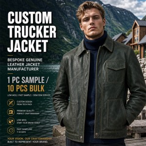 Men's Forest Green Fjord Travel Leather Jacket, Plain Norwegian Cut