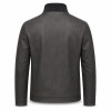 Men's Anthracite Grey Wool Collar Leather Jacket, Norwegian Cut