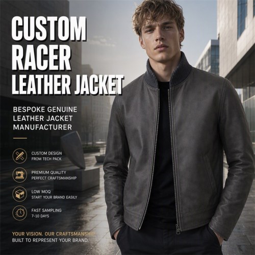Men's Anthracite Grey Wool Collar Leather Jacket, Norwegian Cut