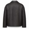 Men's Matte Black Boxy Biker Leather Jacket, Plain Swedish Cut