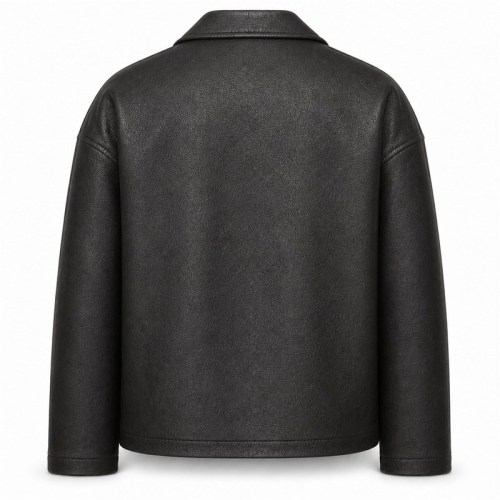 Men's Matte Black Boxy Biker Leather Jacket, Plain Swedish Cut