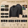 Men's Matte Black Boxy Biker Leather Jacket, Plain Swedish Cut