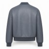 Men's Grey Stone Blue Bomber Leather Jacket, Plain Swedish Cut