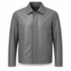 Men's Light Anthracite Grey Commuter Leather Jacket, Swedish Cut