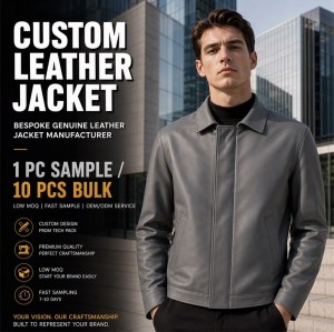 Men's Light Anthracite Grey Commuter Leather Jacket, Swedish Cut
