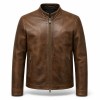Men's Cold Oak Brown Heritage Leather Jacket, Plain Swedish Cut