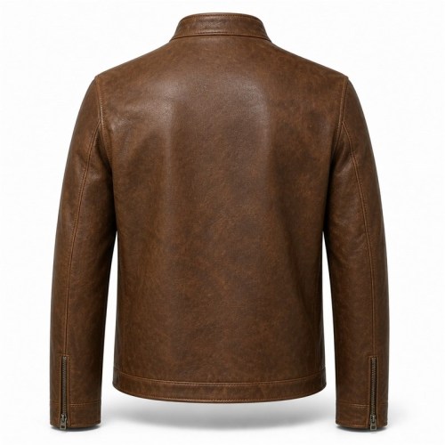 Men's Cold Oak Brown Heritage Leather Jacket, Plain Swedish Cut