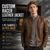 Men's Cold Oak Brown Heritage Leather Jacket, Plain Swedish Cut