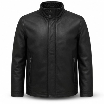 Men's Matte Black Forest Commuter Leather Jacket, Finnish Cut
