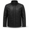 Men's Matte Black Forest Commuter Leather Jacket, Finnish Cut