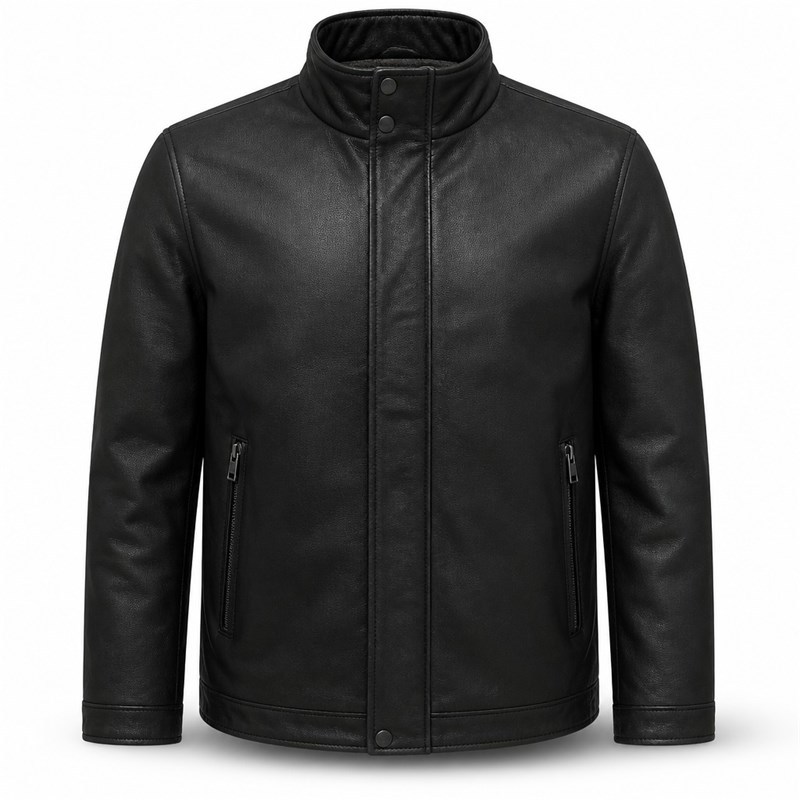 Men's Matte Black Forest Commuter Leather Jacket, Finnish Cut