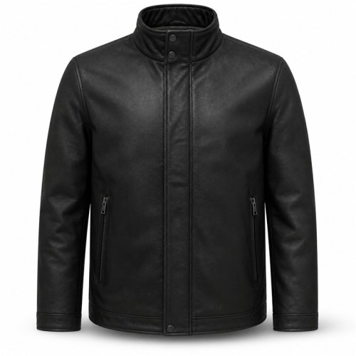 Men's Matte Black Forest Commuter Leather Jacket, Finnish Cut