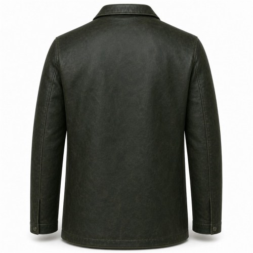 Men's Deep Forest Green Field Leather Jacket, Plain Finnish Cut