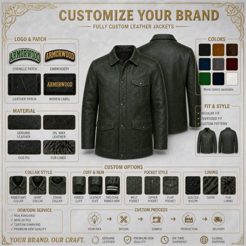 Men's Deep Forest Green Field Leather Jacket, Plain Finnish Cut